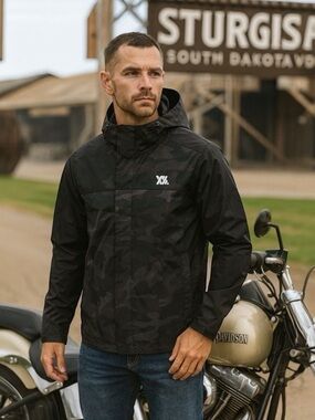 Dixxon flannel Co. tech windbreaker jacket black camo medium